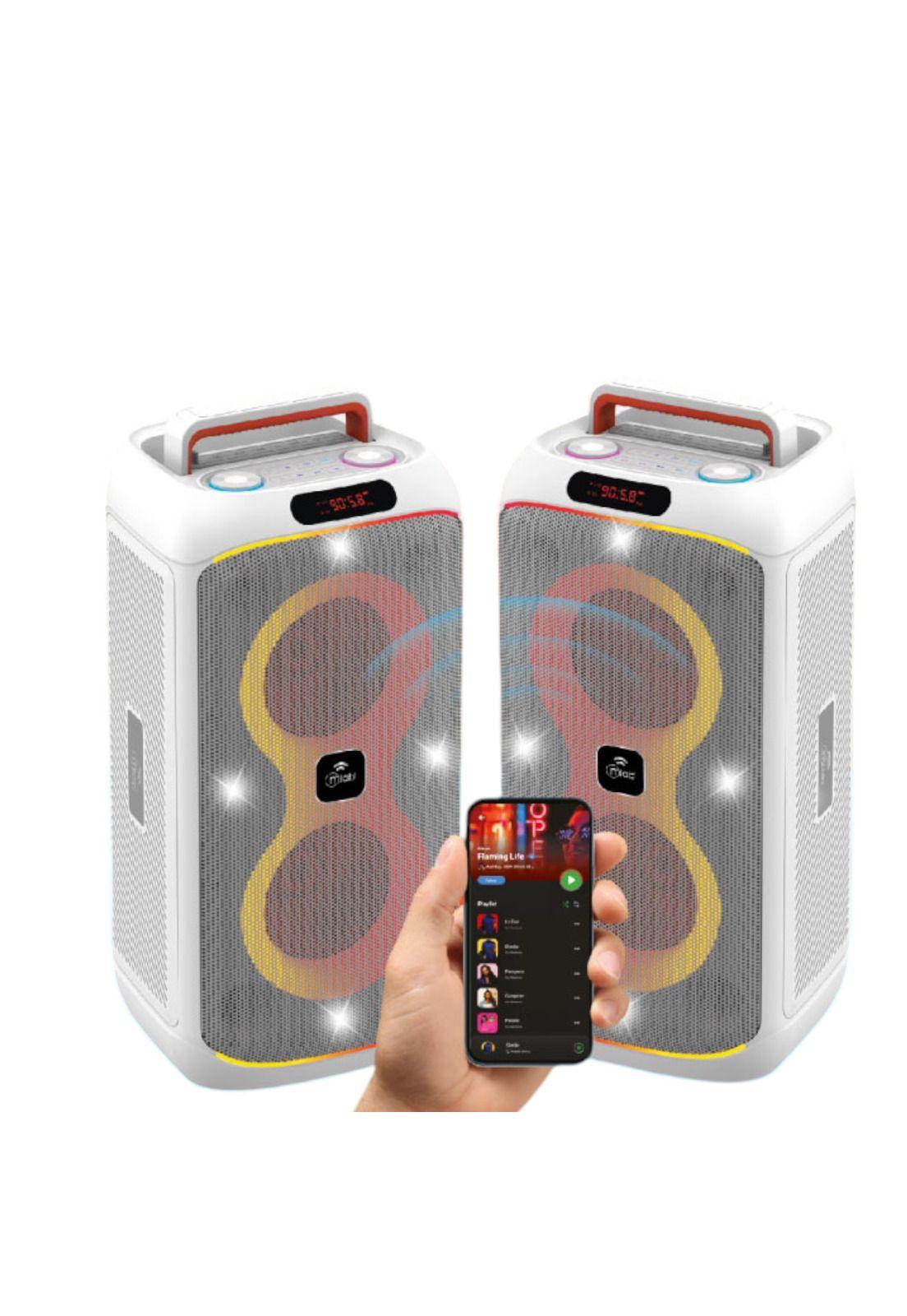 Parlante Karaoke 6" Flaming Party Bass White MicWireless 45W-6
