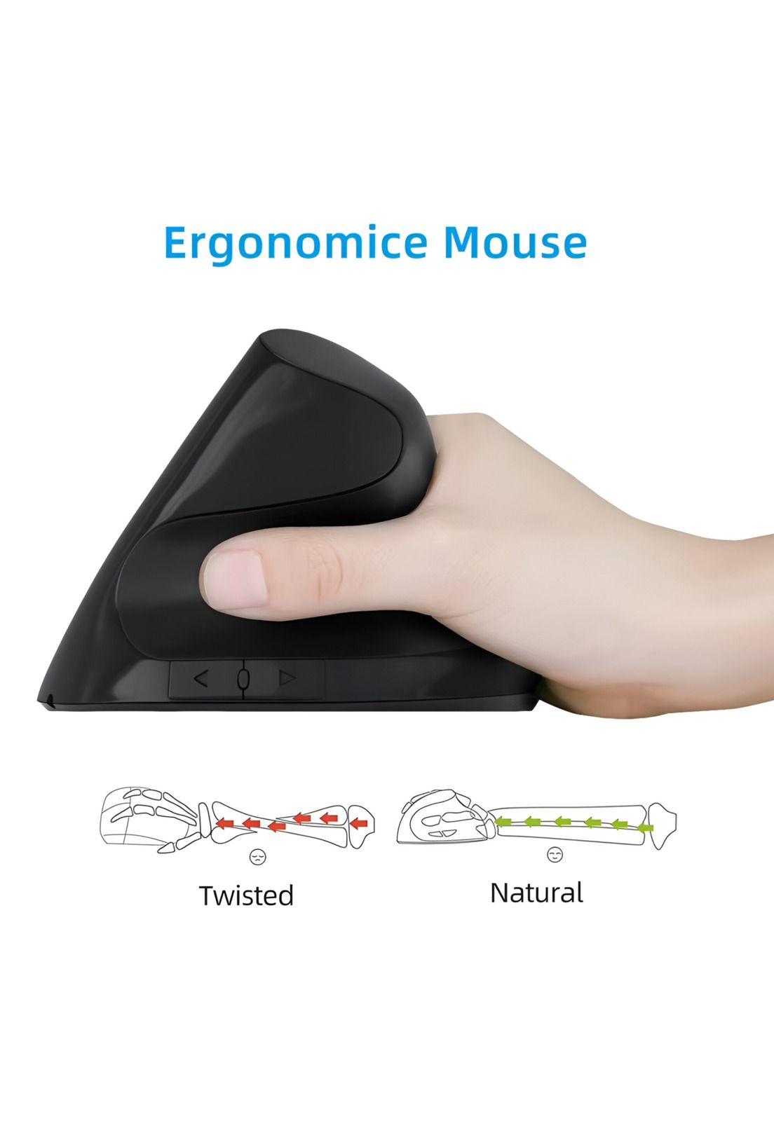 Mouse Vertical Inalámbrico 2.4G Ergonómico AERO ERGO Black-5