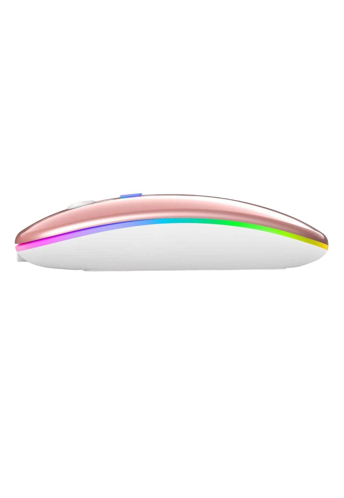 Mouse Dual Inalámbrico Rosado Recargable Bluetooth + USB 2G-5