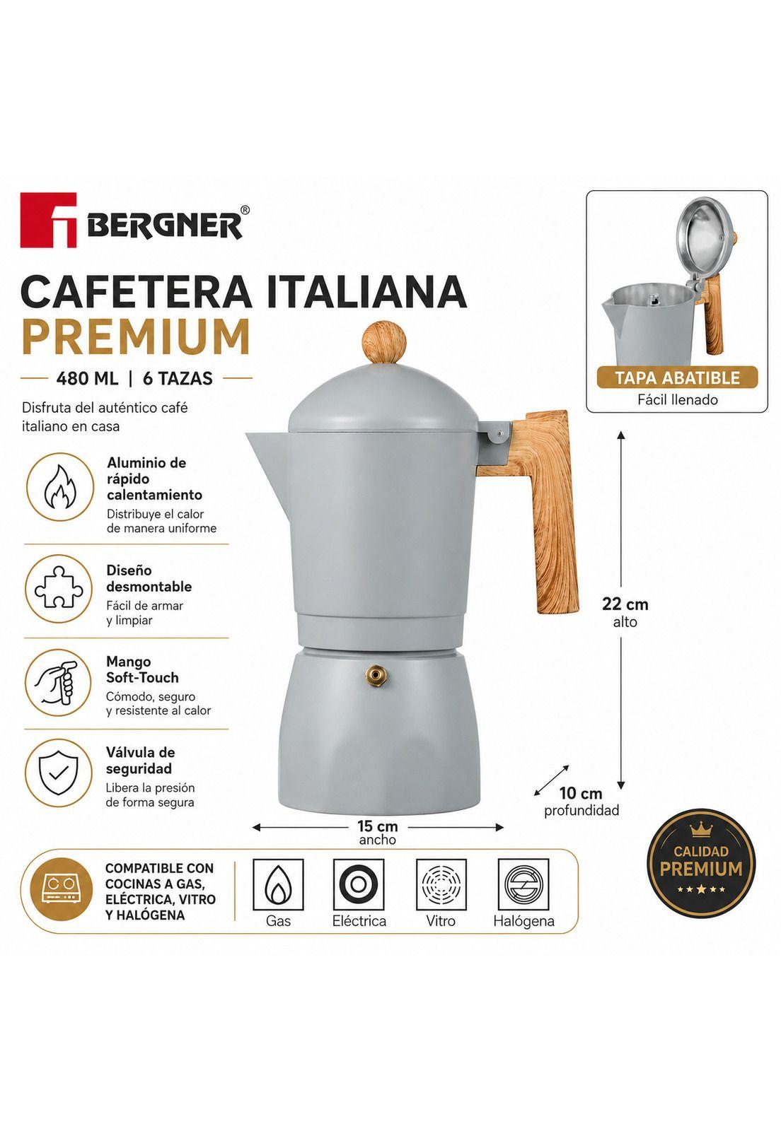 Cafetera Italiana Bergner Premium Desmontable 480ML-5