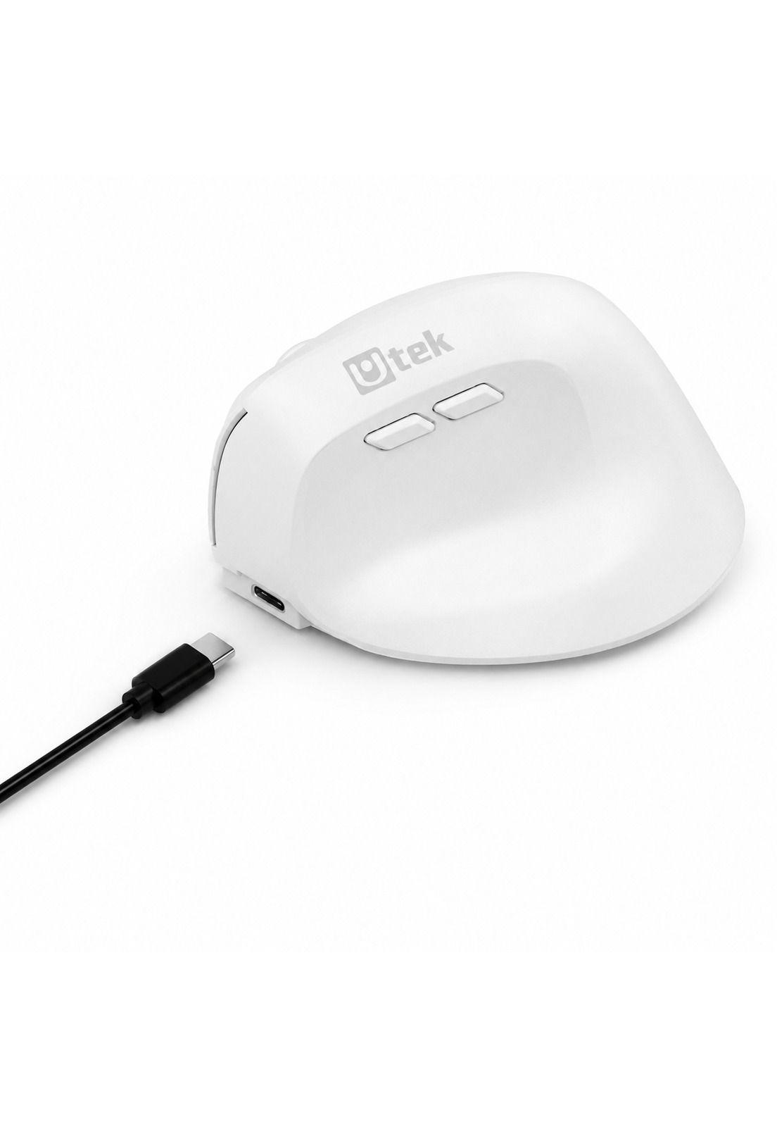 Mouse Vertical Ergonómico Dual Wireless Recargable Blanco-3