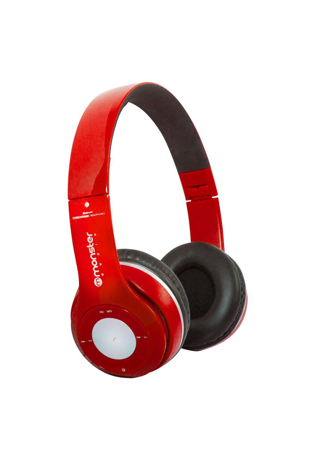 Audífono Bluetooth Plegable Radio FM/SD/ Monster 725 Rojo-0