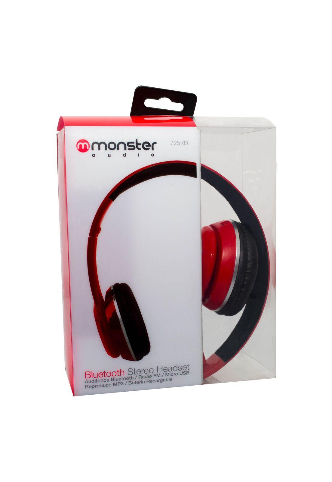 Audífono Bluetooth Plegable Radio FM/SD/ Monster 725 Rojo-3