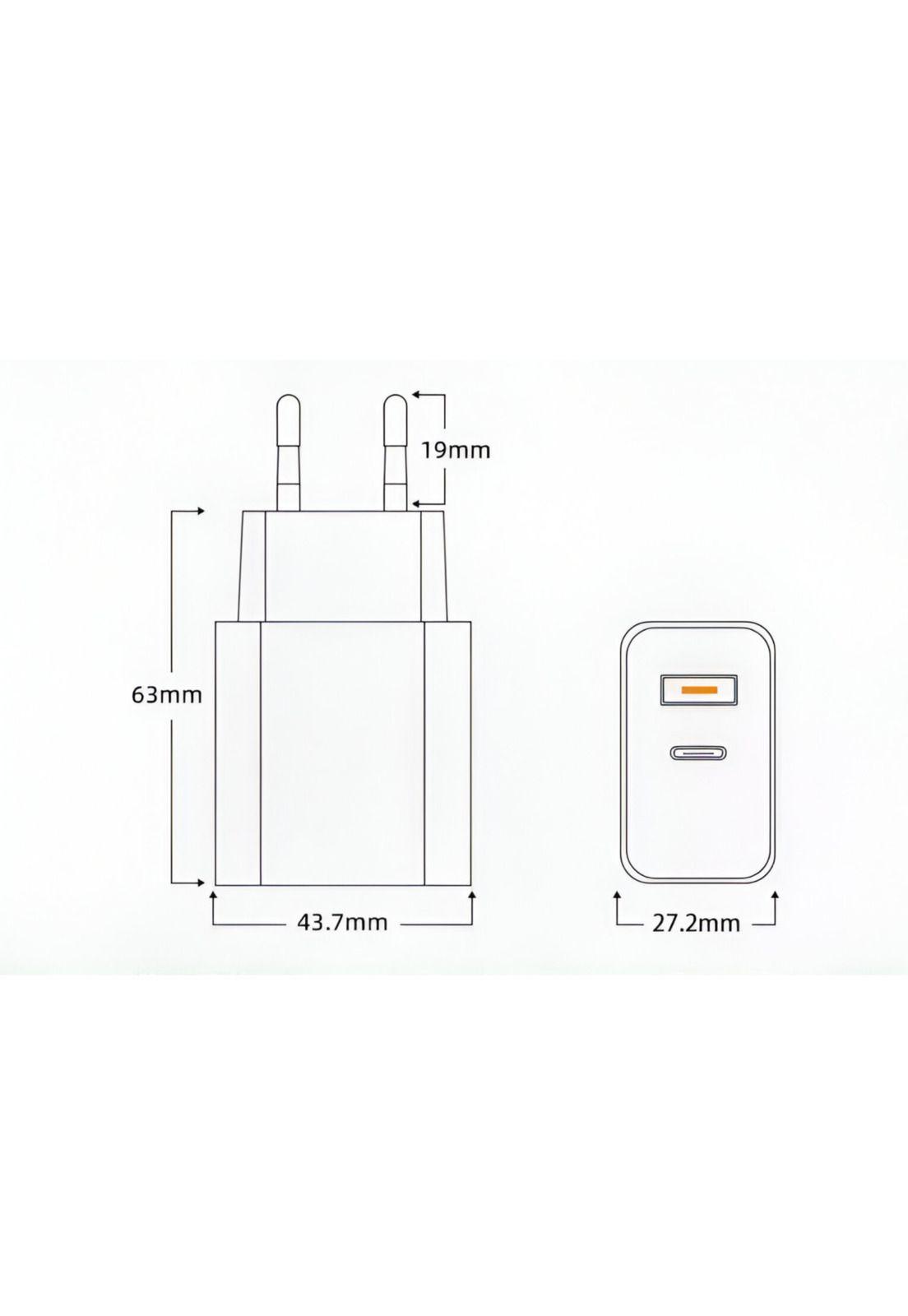 Cargador USB-C Power Delivery 20W + USB Quick Charge 3.0 20W-3