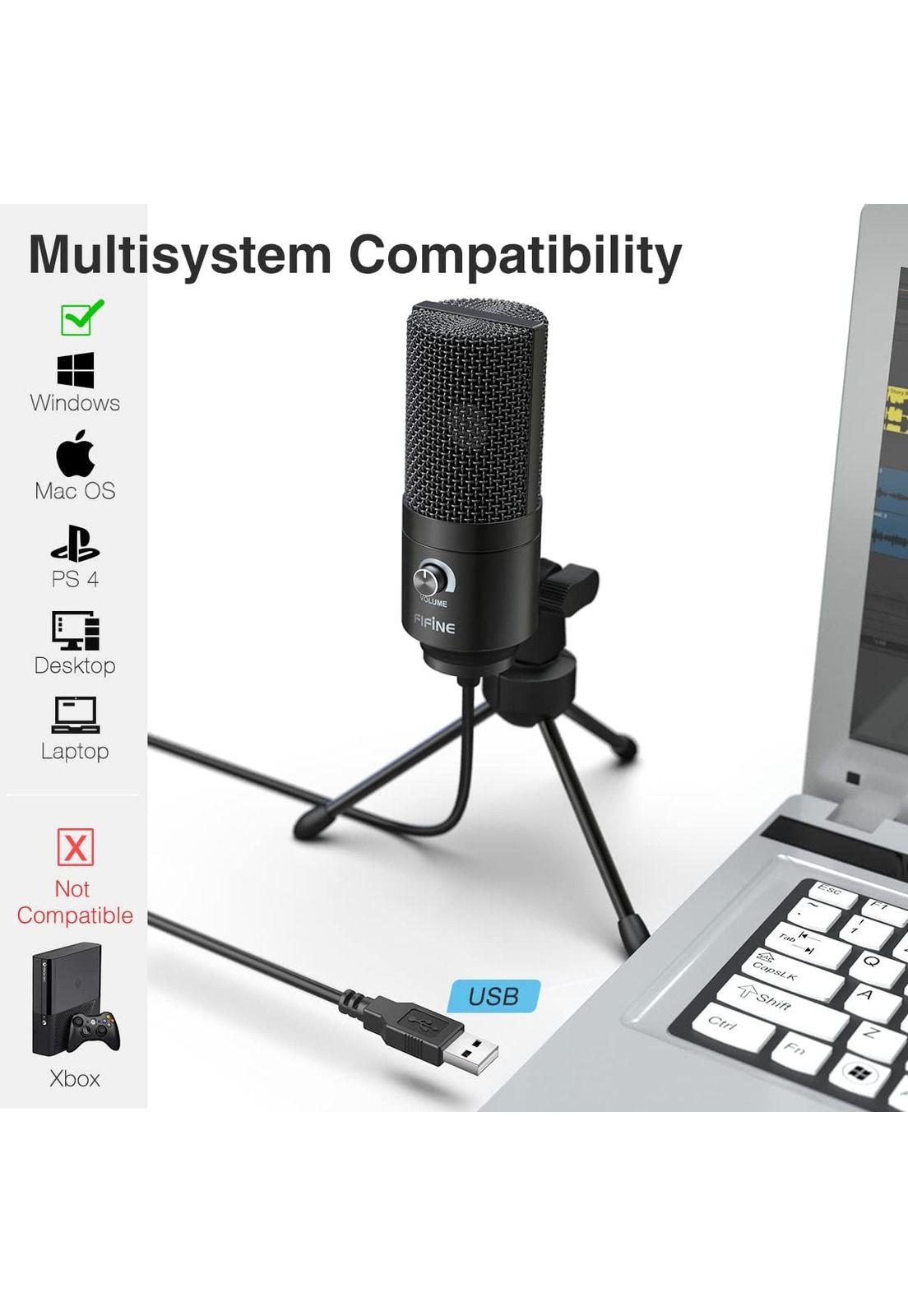 Micrófono Condensador USB Multiplataformas Fifine K669BK Pro-4