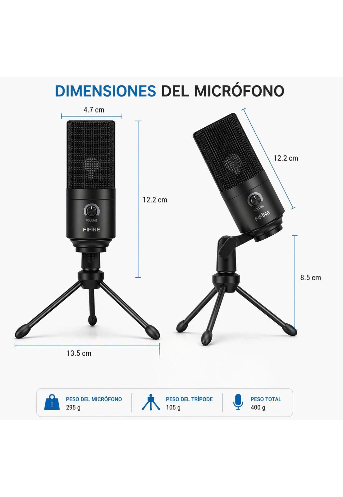 Micrófono Condensador USB Multiplataformas Fifine K669BK Pro-6