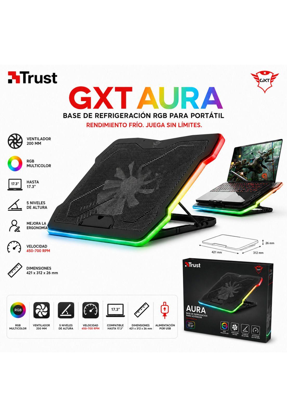 Ventilador para Notebook Trust GXT Aura RGB 17.3” Ajustable-7