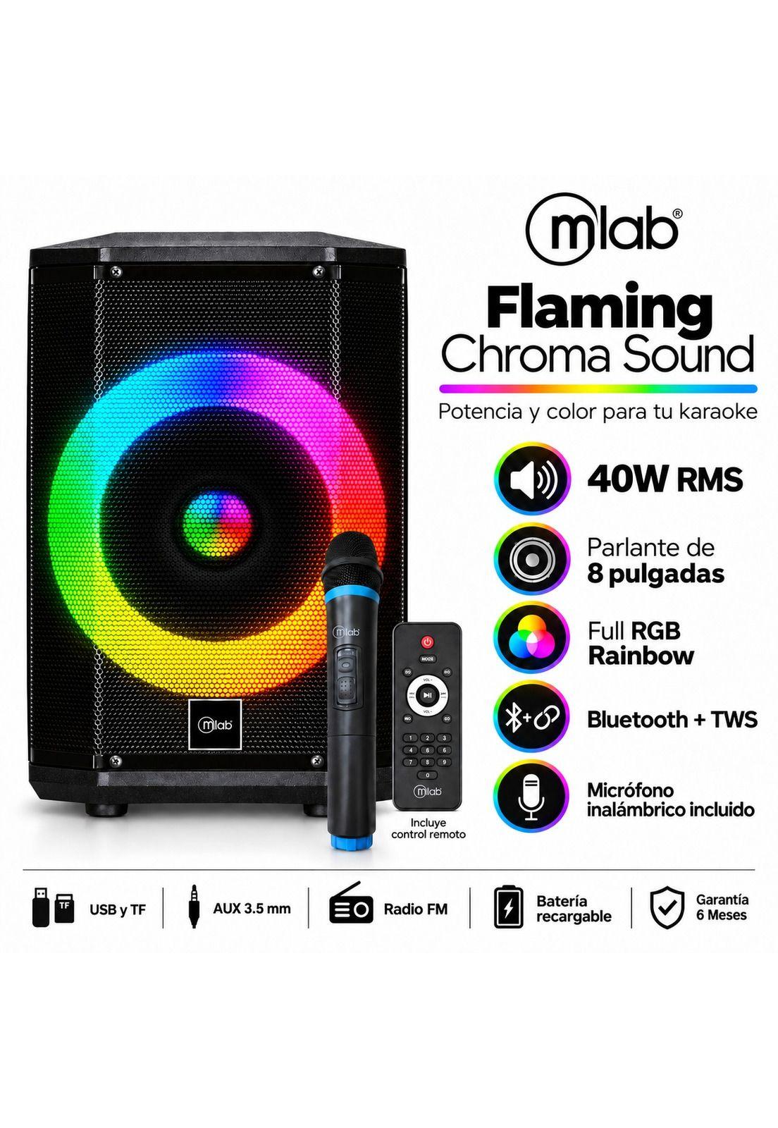 Parlante Bluetooth Flaming Chroma RGB 40W RMS c/Mic Wireless-4