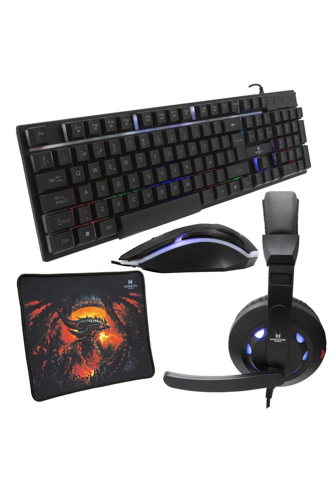 Kit Pro Gamer Mouse Teclado RGB Audifonos y Mouse Pad K4125-4