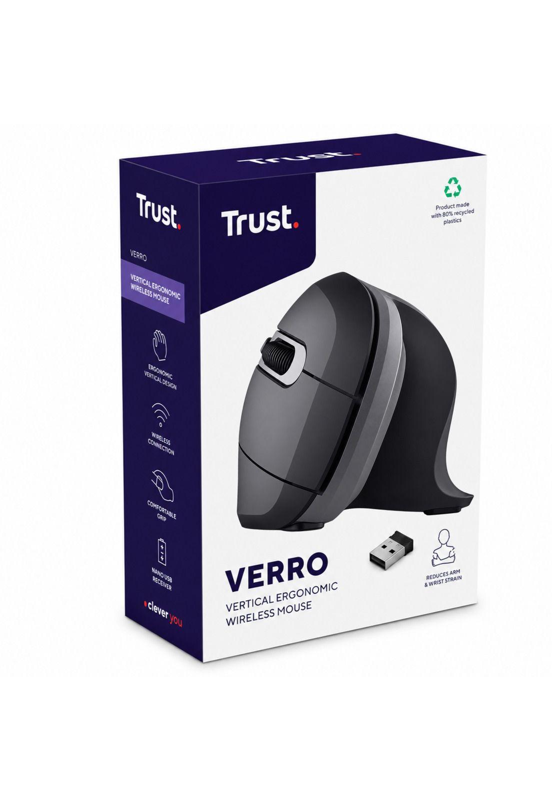 Mouse Vertical Inalámbrico Ergonómico Trust Verro Black 2G-6