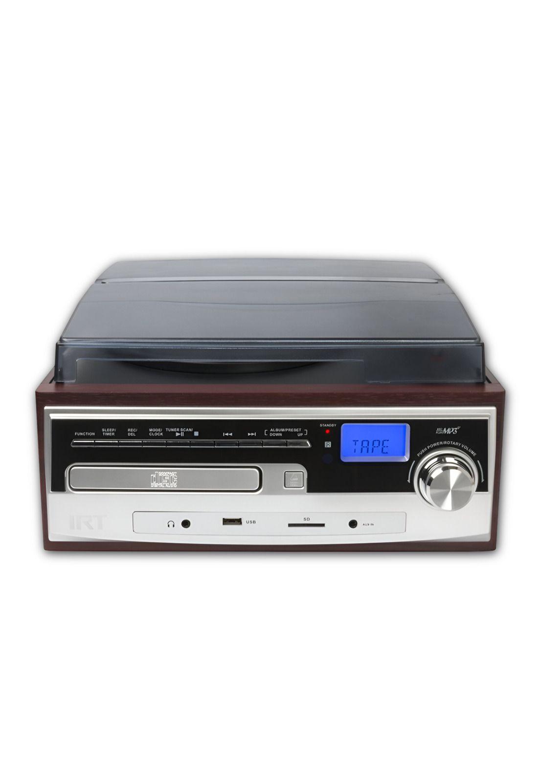 Toca Disco Tornamesa IRT Bluetooth/Aux/Cassette/USB/CD/SD/FM-2