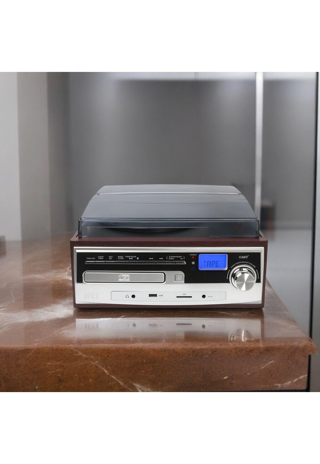 Toca Disco Tornamesa IRT Bluetooth/Aux/Cassette/USB/CD/SD/FM-6