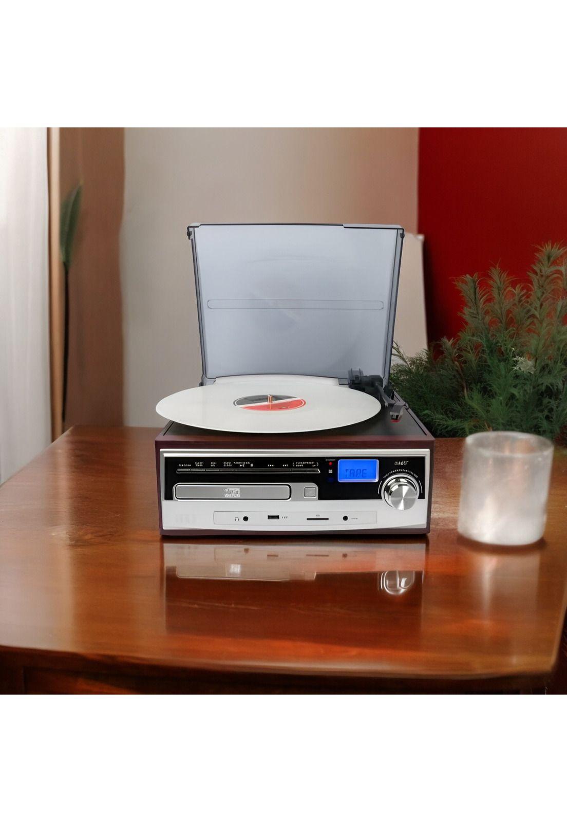 Toca Disco Tornamesa IRT Bluetooth/Aux/Cassette/USB/CD/SD/FM-7