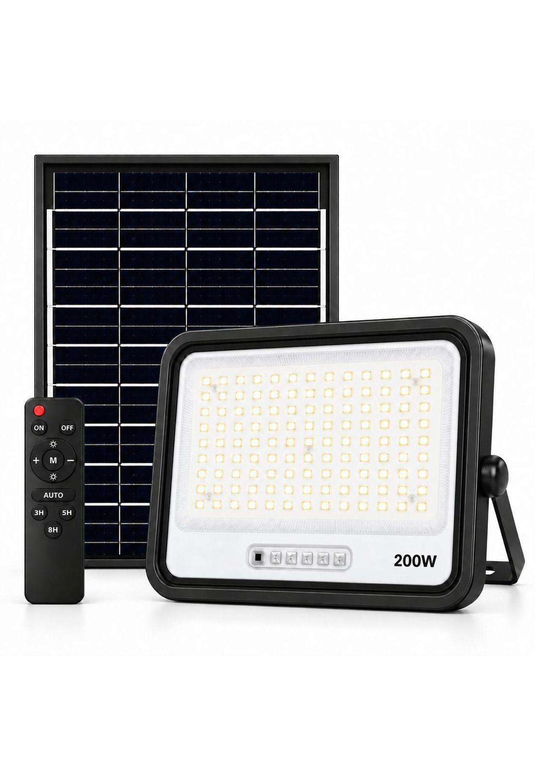 Proyector LED 200W con Panel Solar Independiente + Cable 5MT-0