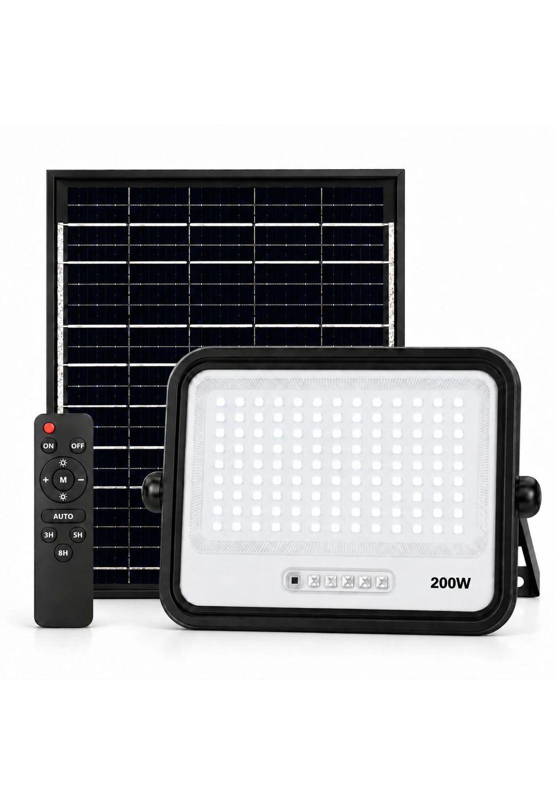 Proyector LED 200W con Panel Solar Independiente + Cable 5MT-1