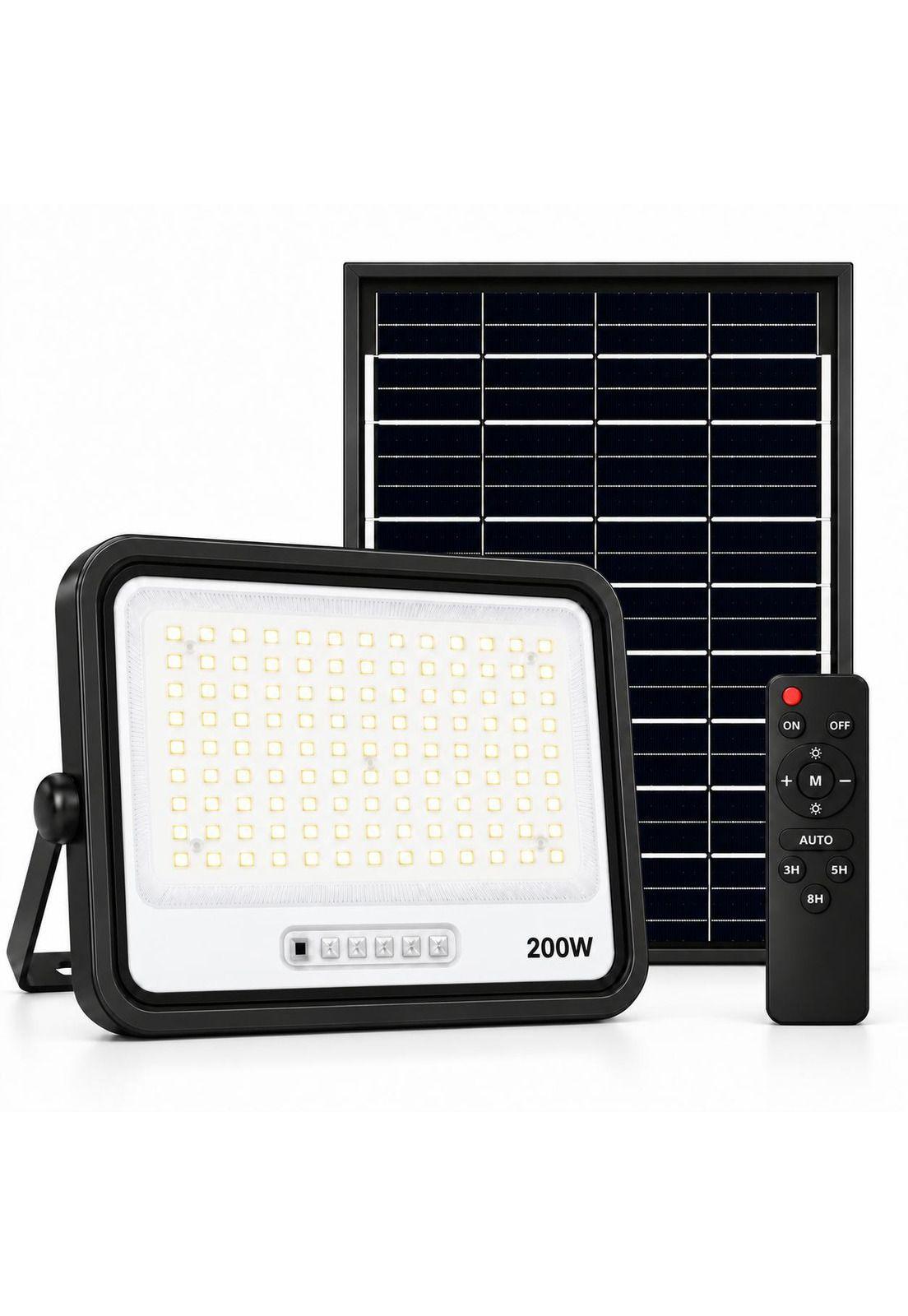 Proyector LED 200W con Panel Solar Independiente + Cable 5MT-2
