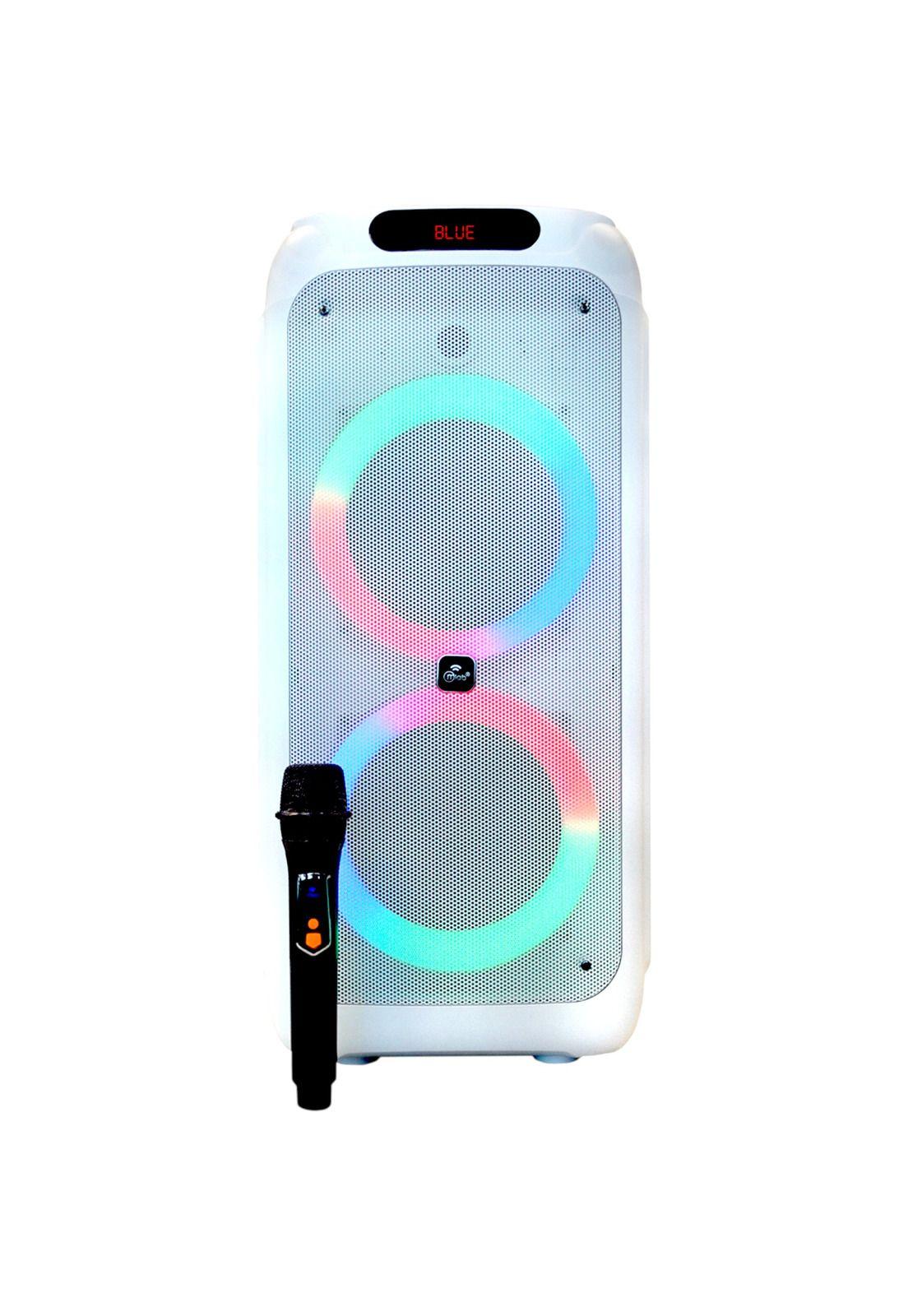 Parlante Karaoke 10" Flaming Power Bass MicWireless 75W RMS WhiteBlack Edition 09569-5