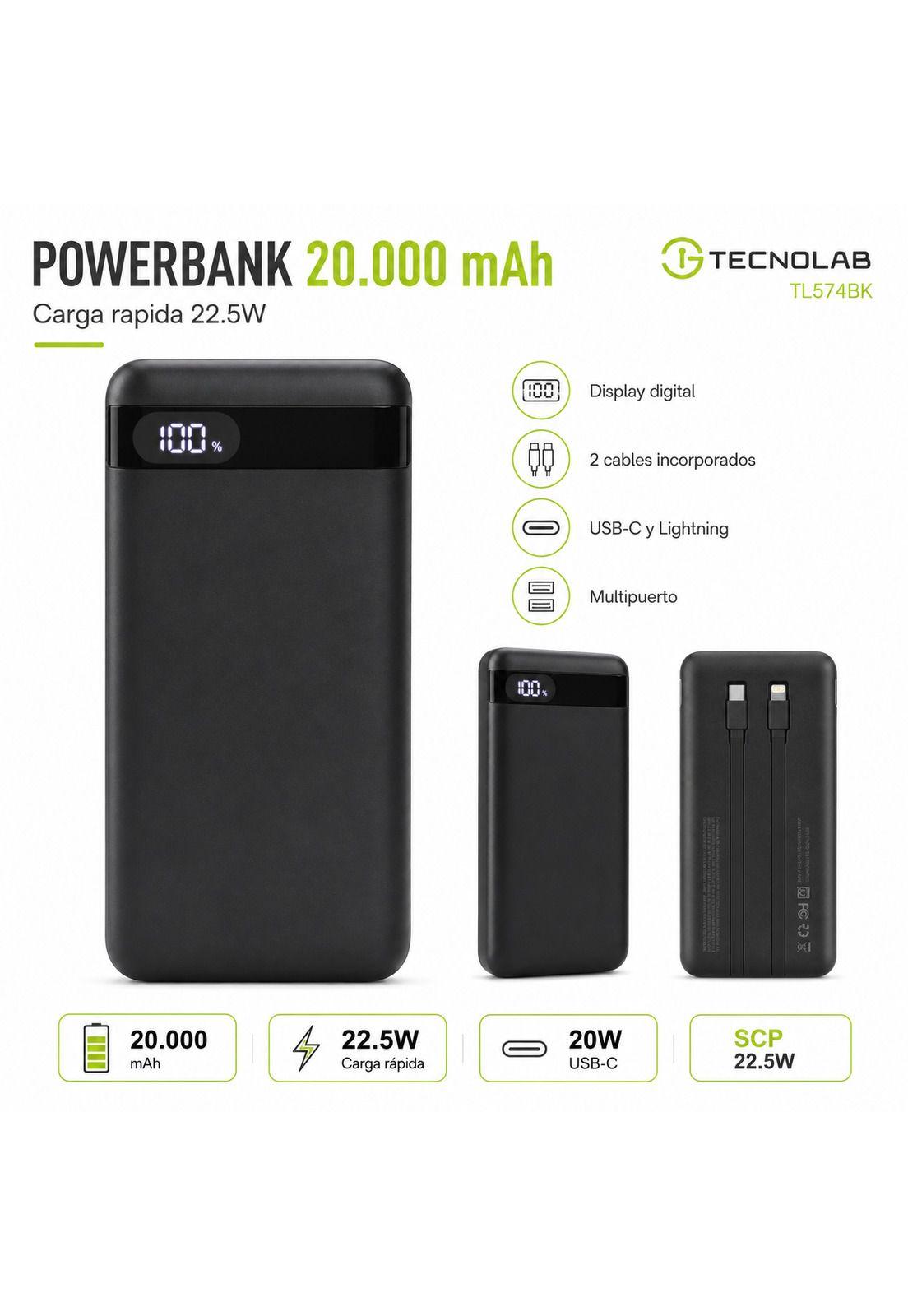 PowerBank 20.000 mAh Turbo Quick Charge Multipuertos 22W-4