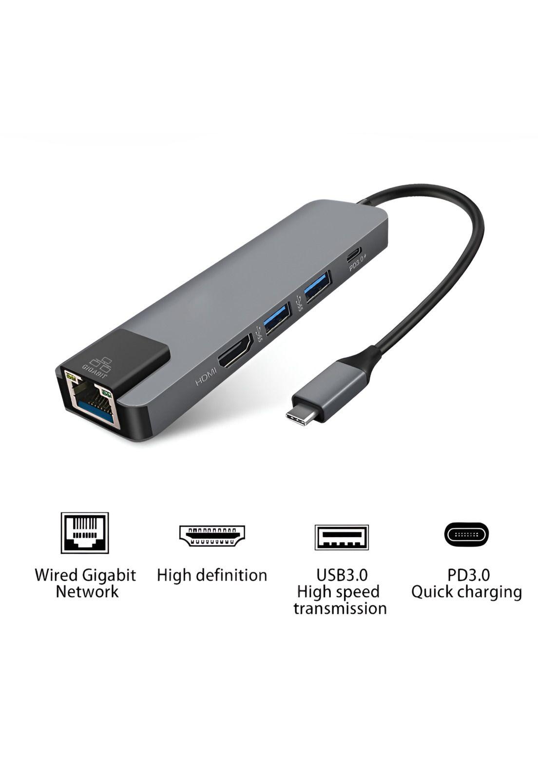 Docking Station Type-C 100W + HDMI 4K+ Ethernet+ Hub USB 3.0-8