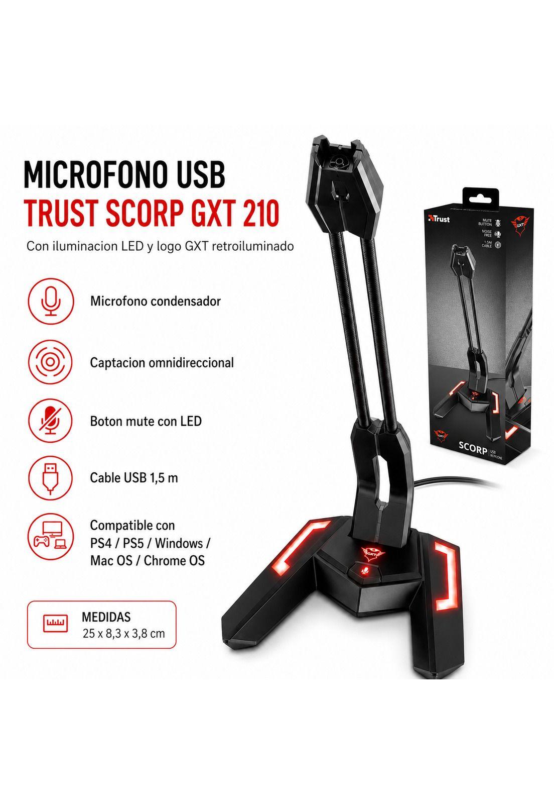 Micrófono USB Condensador Trust Scorp GXT 210 Gamer-6