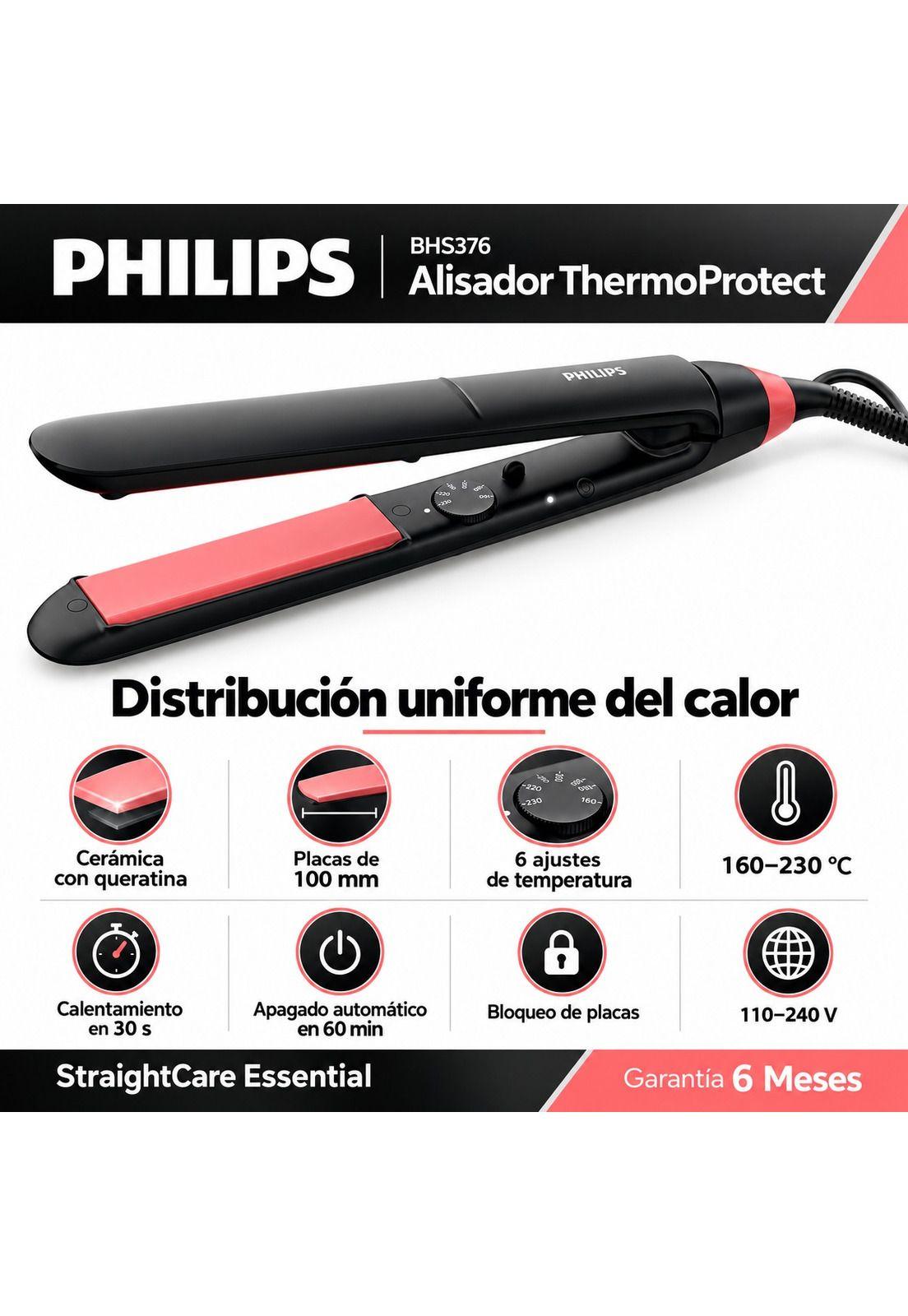 Alisador de Cabello Philips Perfect Control Frizz BHS376-6