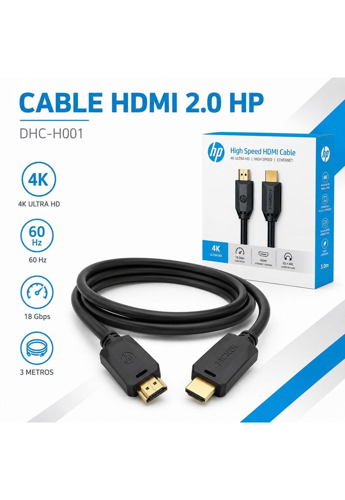 Cable HDMI 2.0 HP 4K High Speed 18 Gbps 3 Metros DHC-H001-4
