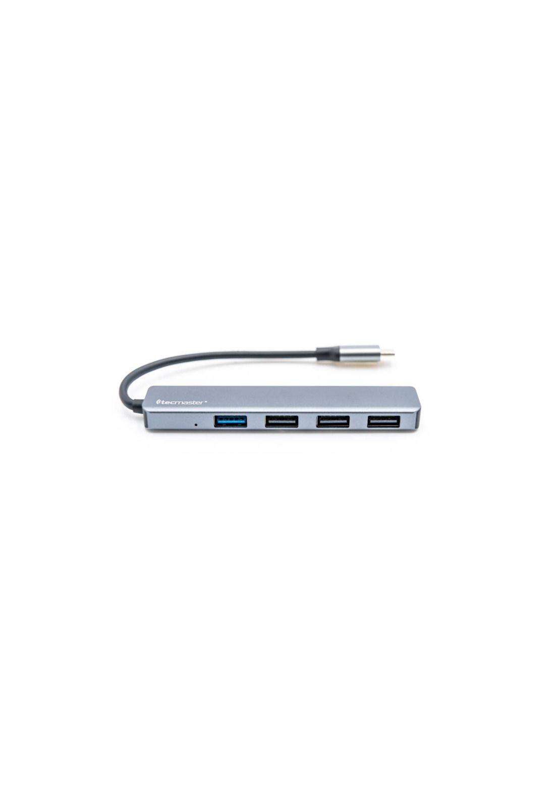 Hub USB-C 3.0 High Speed 5 Gbps Aluminium Flat 4 Puertos USB-3