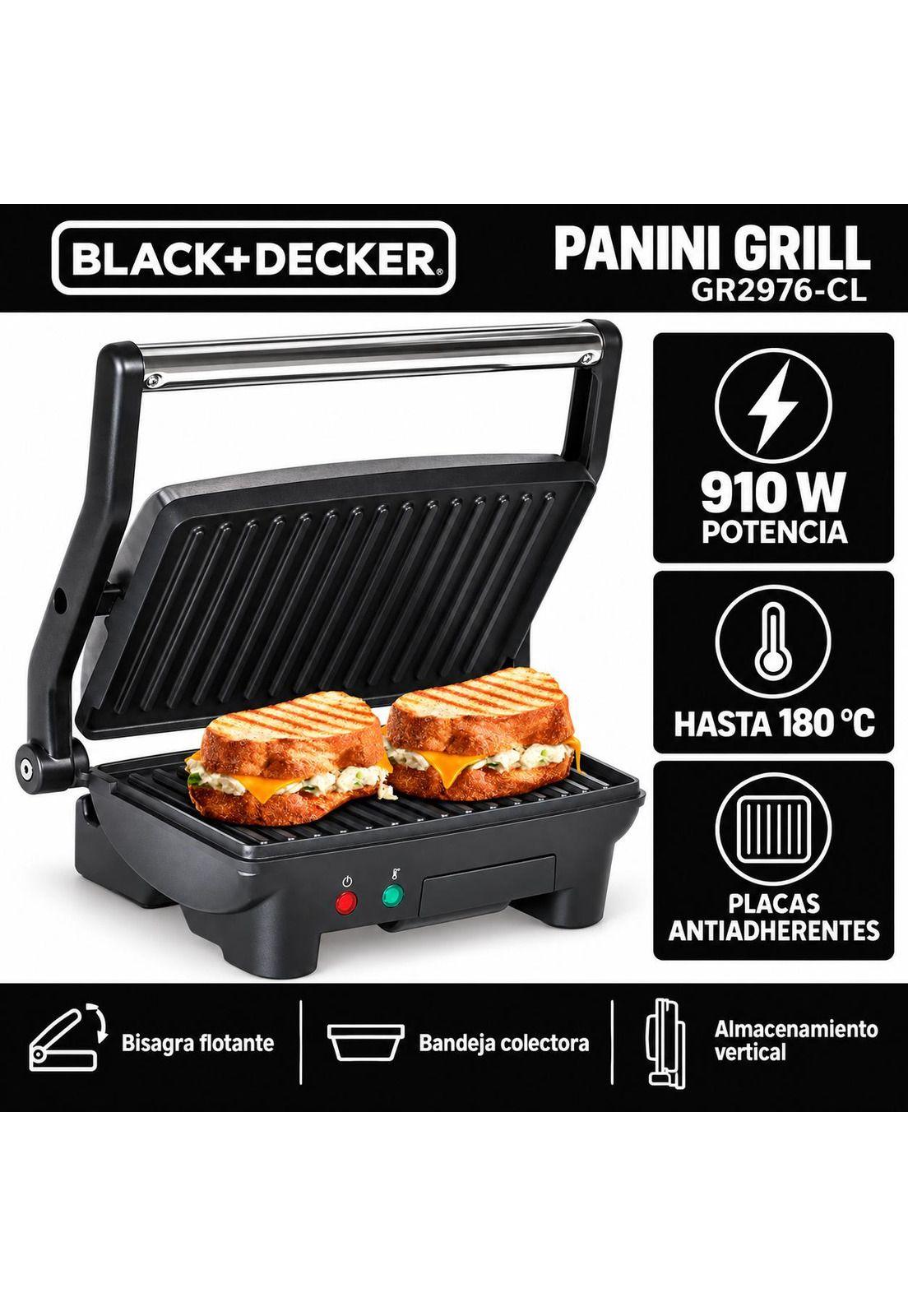 Panini Black + Decker 900W Placas Antiadherentes GR2976-CL-7