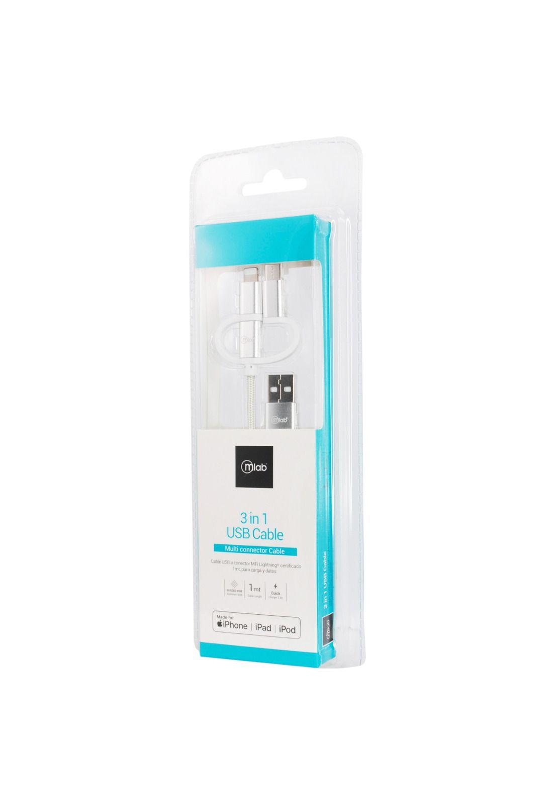 Cable 3en1 MFI Certificado para Iphone & Android Multipuerto-3