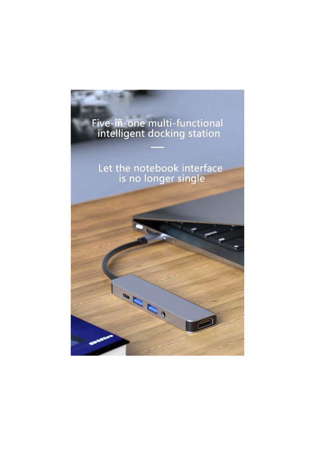 Adaptador Hub Usb-C Multipuertos 5 En 1 (Hdmi, Jack, Usb, Usb C) Gtc-2