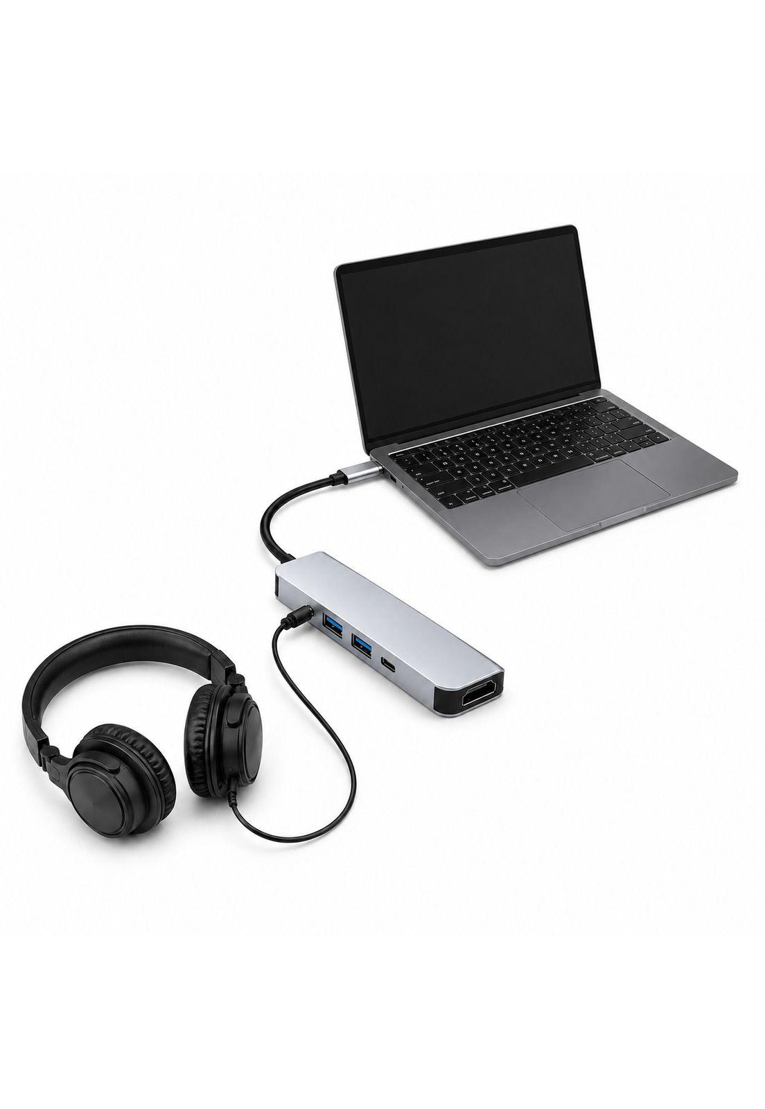 Adaptador Hub Usb-C Multipuertos 5 En 1 (Hdmi, Jack, Usb, Usb C)-3