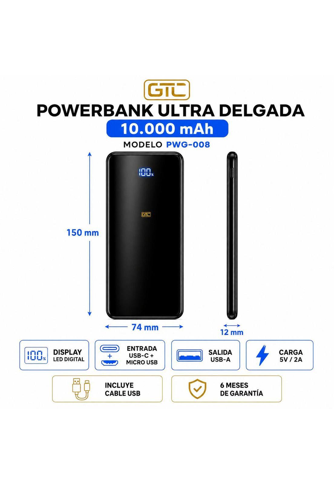 Powerbank  Ultra  Delgada de  Carga Rapida 10.000MaH-7