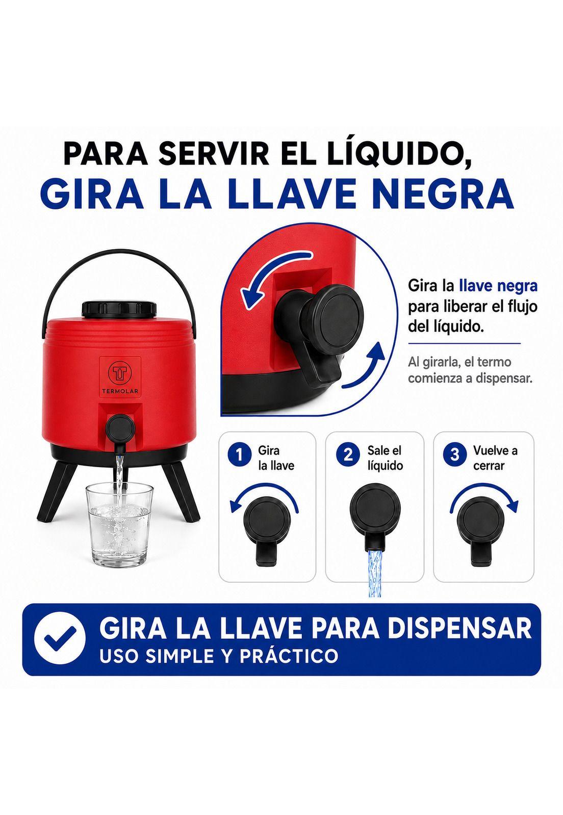 Maxi Termo 6 Litros Termolar Rojo para Agua Caliente y Fria-5