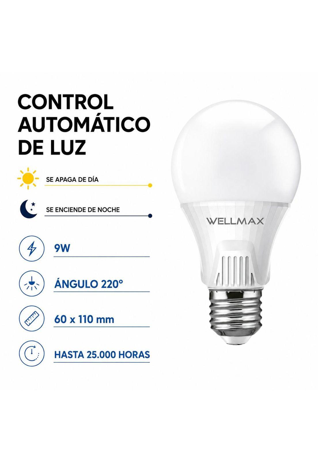 Ampolleta LED Wellmax 9W Sensor Luz Automático-3