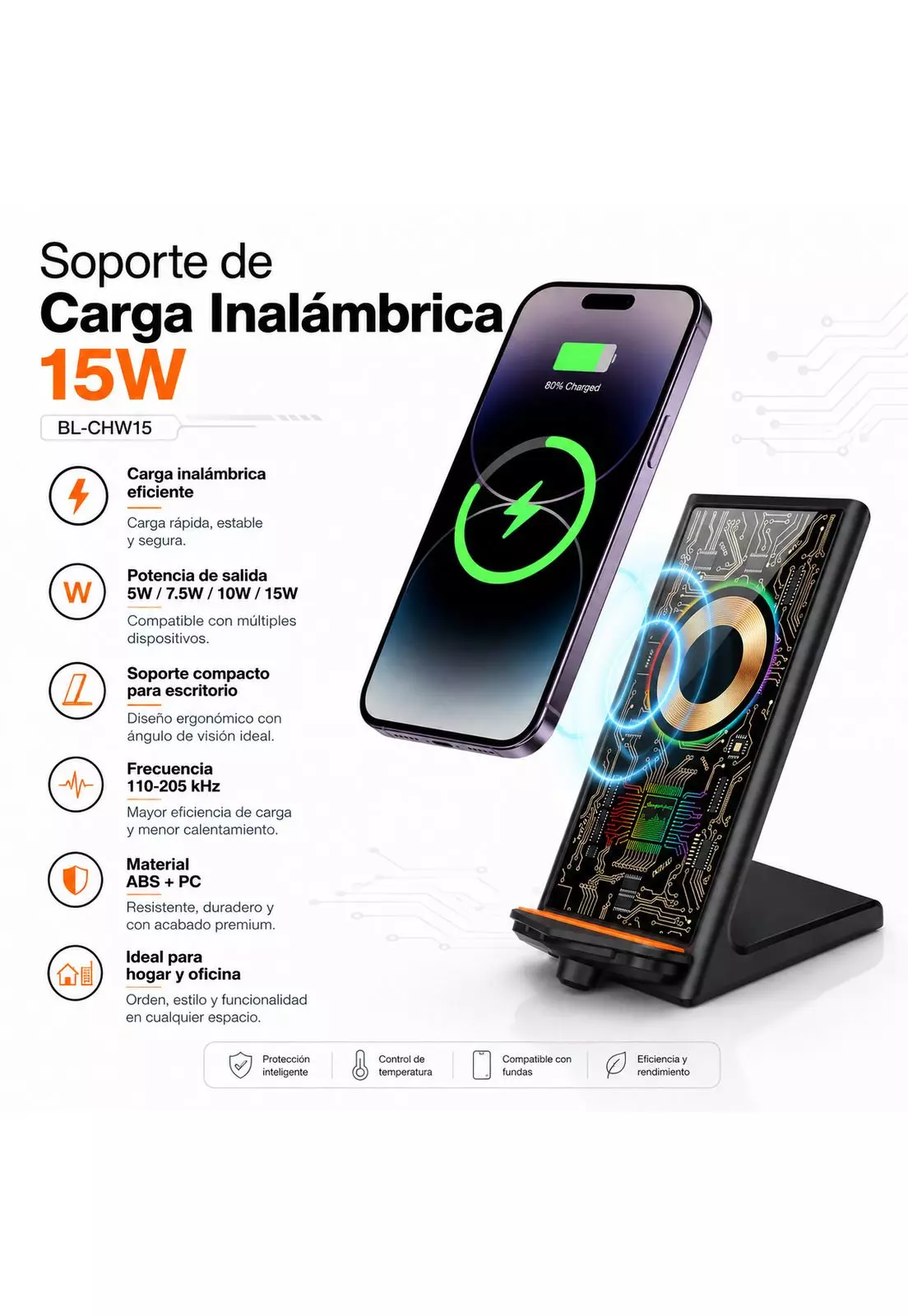 Cargador Inalambrico Qi 15W Carga Rapida Universal-4