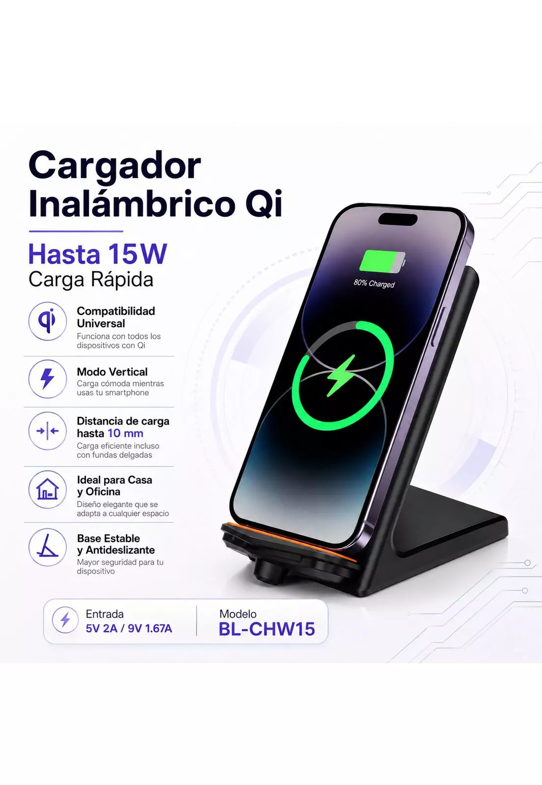 Cargador Inalambrico Qi 15W Carga Rapida Universal-5