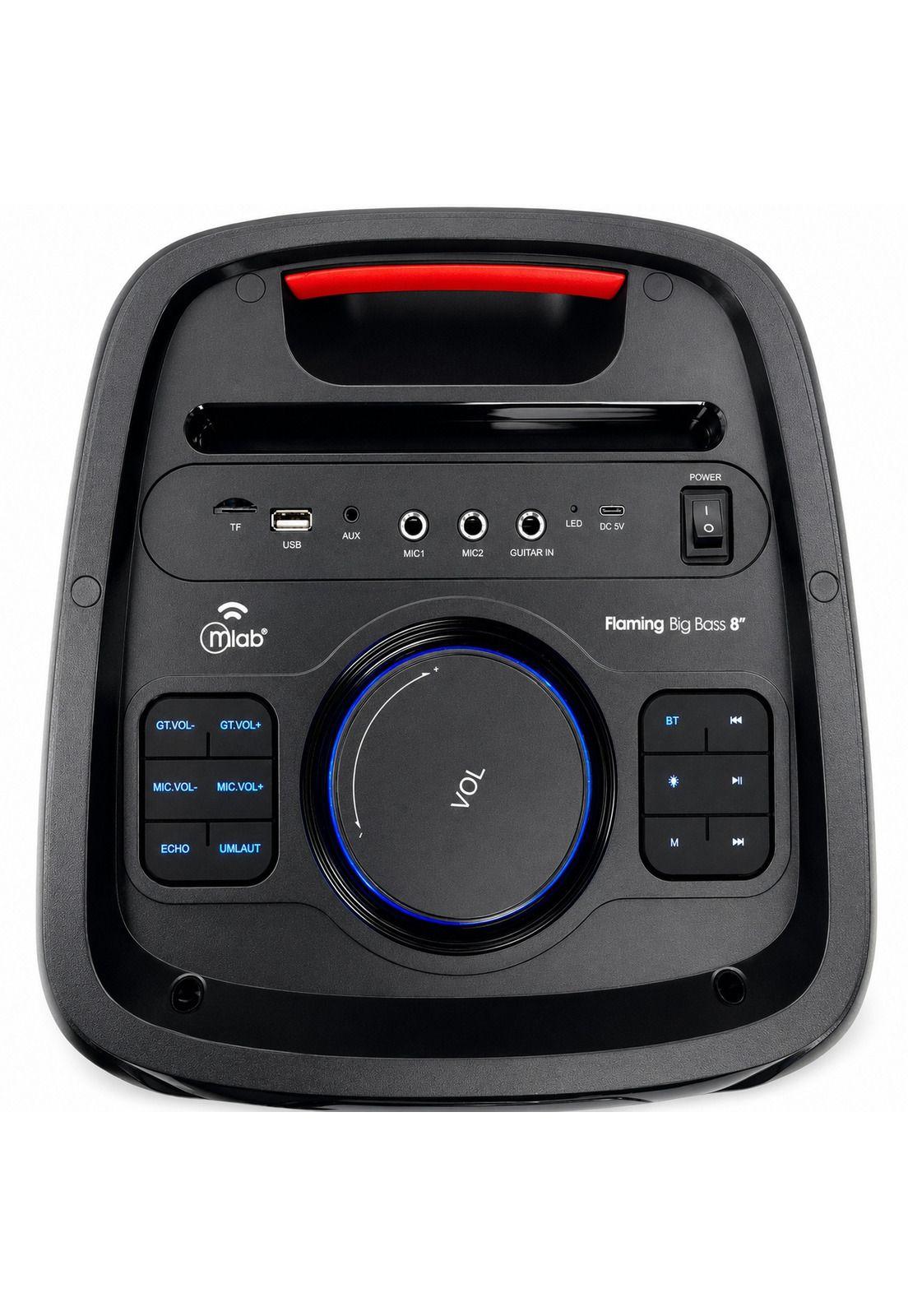 Parlante Karaoke 10" Mlab Flaming Power Bass Dual MicWireless 75W RMS Black Edition-4