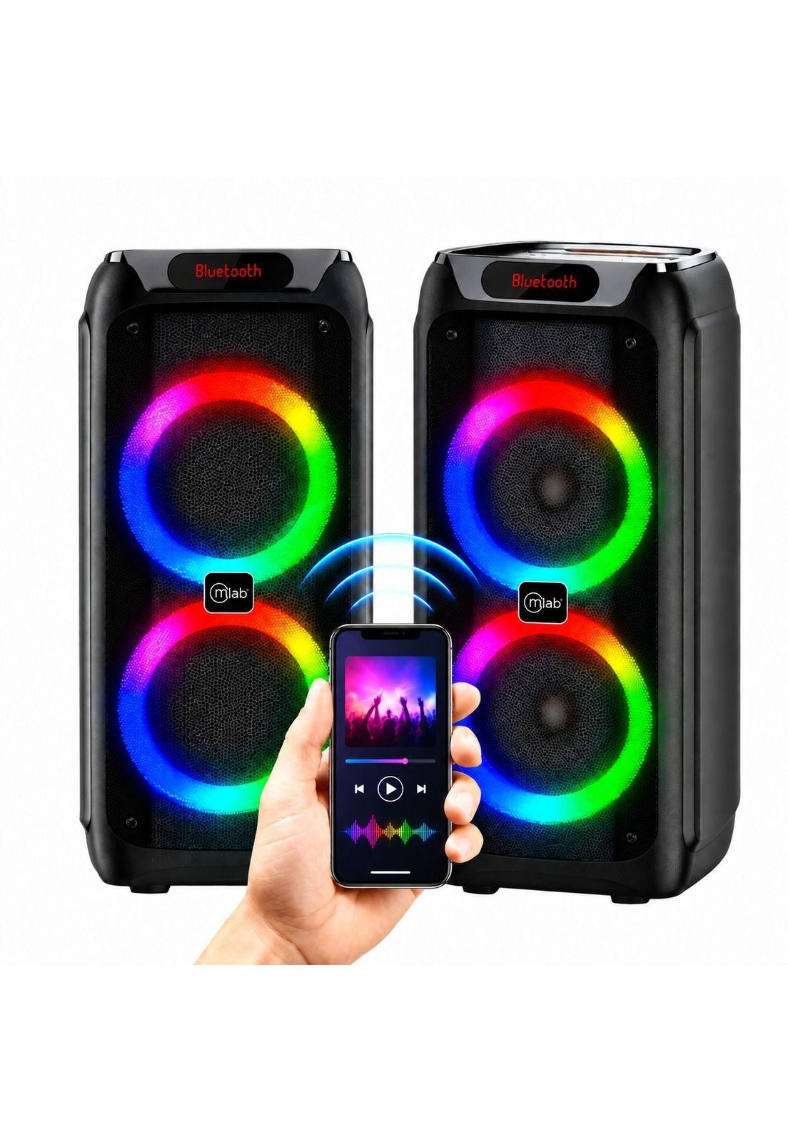 Parlante Karaoke 10" Mlab Flaming Power Bass Dual MicWireless 75W RMS Black Edition-6