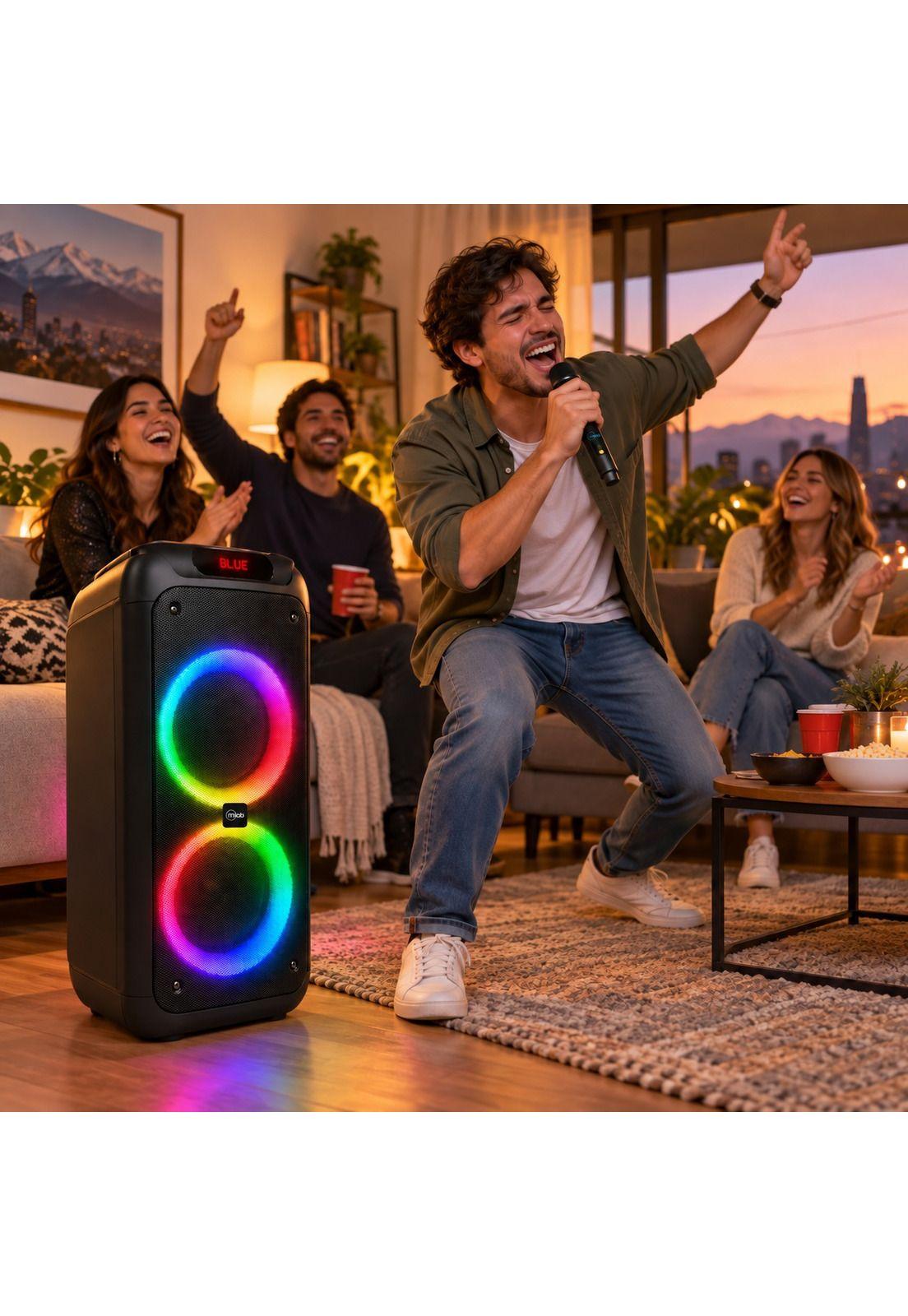 Parlante Karaoke 10" Mlab Flaming Power Bass Dual MicWireless 75W RMS Black Edition-8