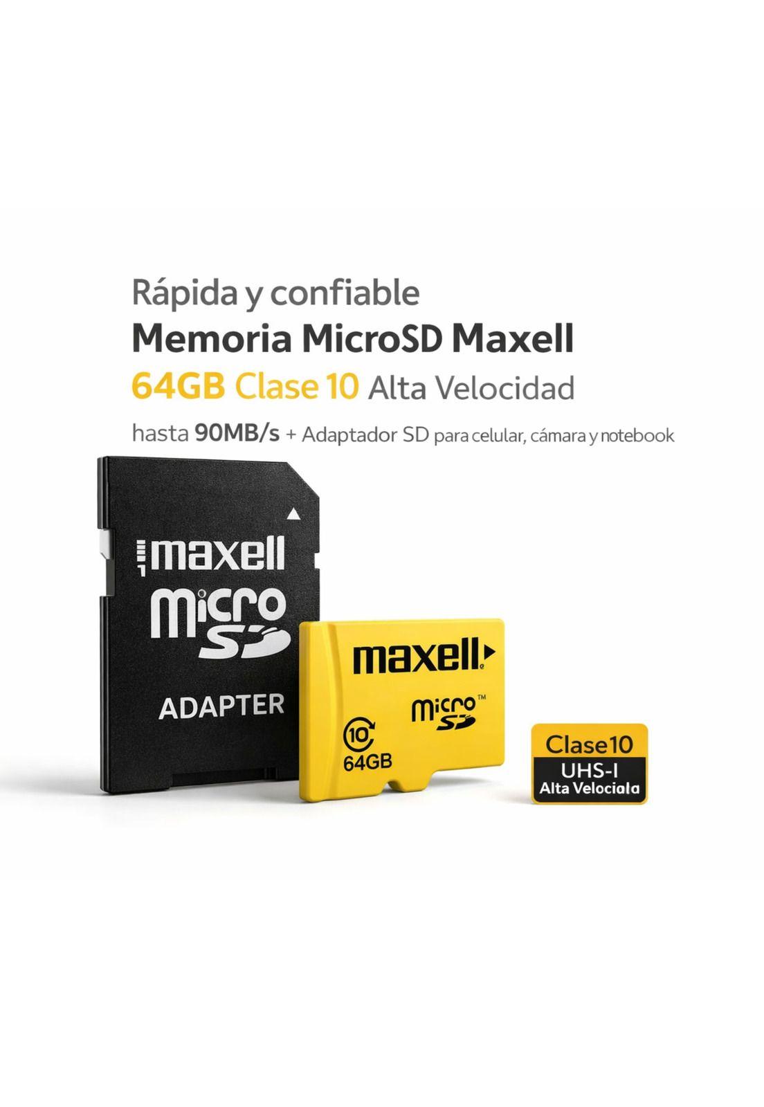 Memoria MicroSD Maxell 64GB Clase 10 High Speed UHS-1-2