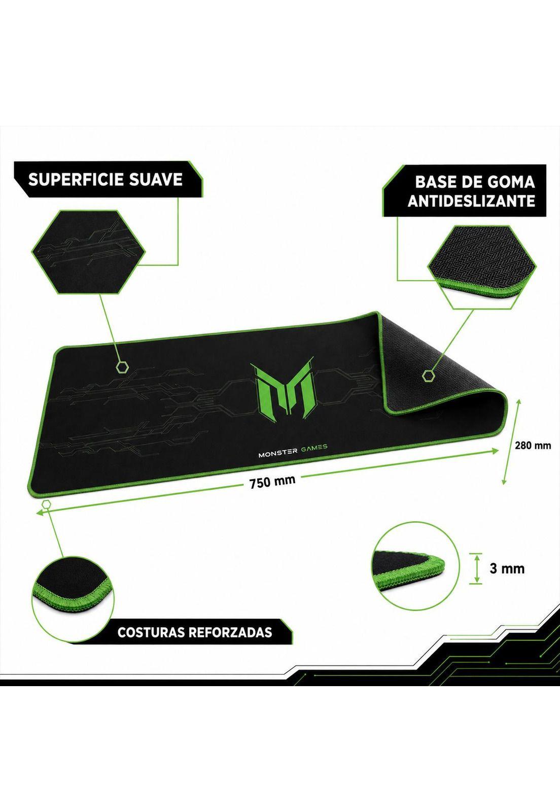Pad Mouse Gamer XXL Antideslizante 750x28x3mm Monster PA348-6