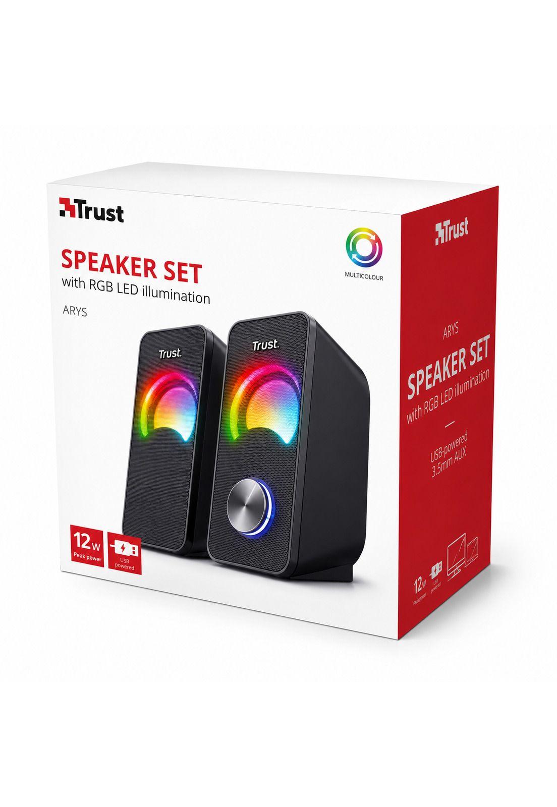 Parlantes USB con Luces RGB de 12W de Escritorio Trust Arys-7
