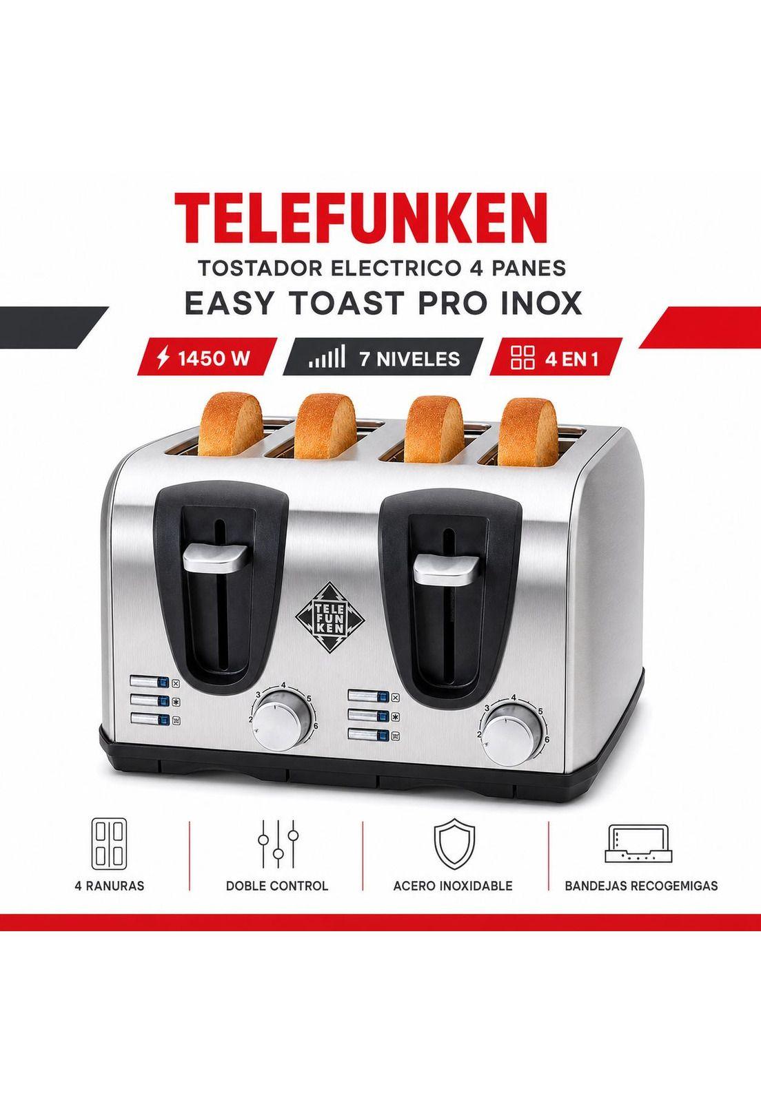 Tostador Eléctrico Doble  (4en1) Easy Toast Pro Inox 1450W-5