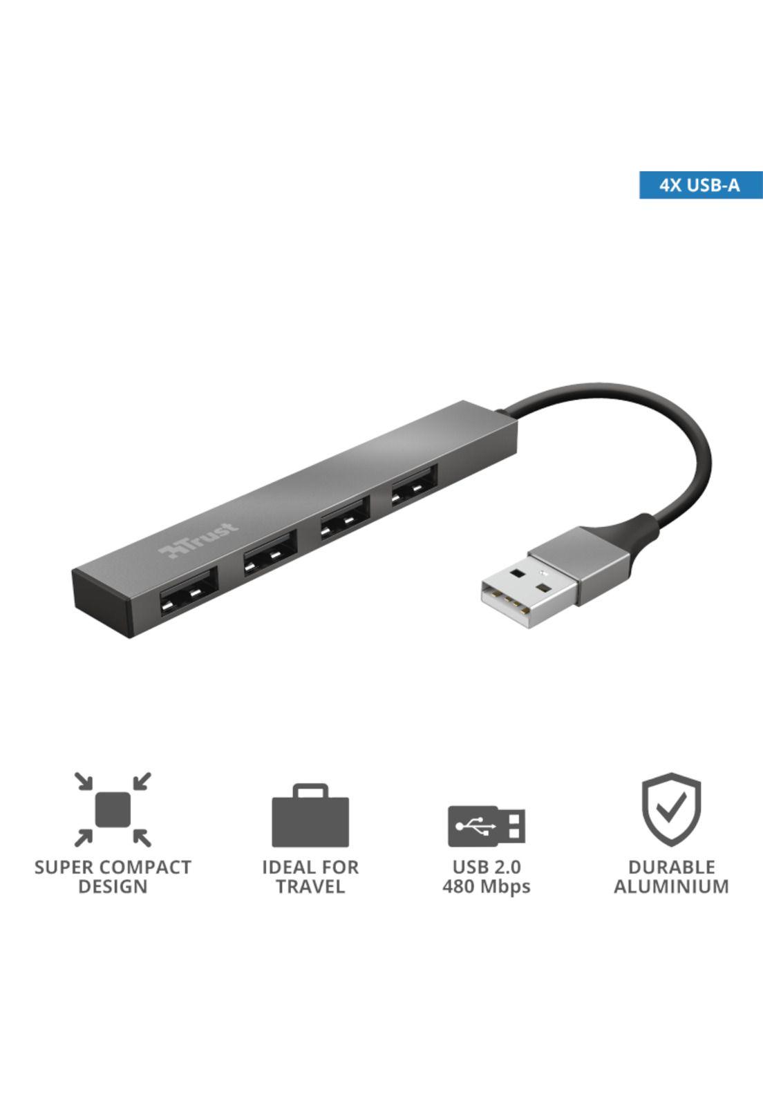 Hub Usb Trust Halyx 4 Puertos Usb 2.0 Flat Aluminium High Speed-3