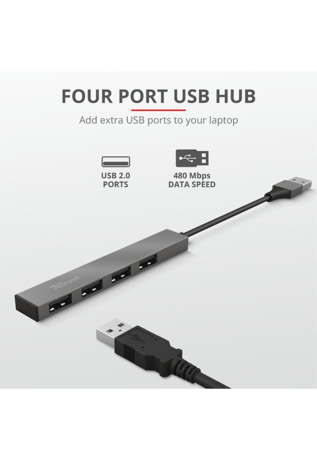 Hub Usb Trust Halyx 4 Puertos Usb 2.0 Flat Aluminium High Speed-4