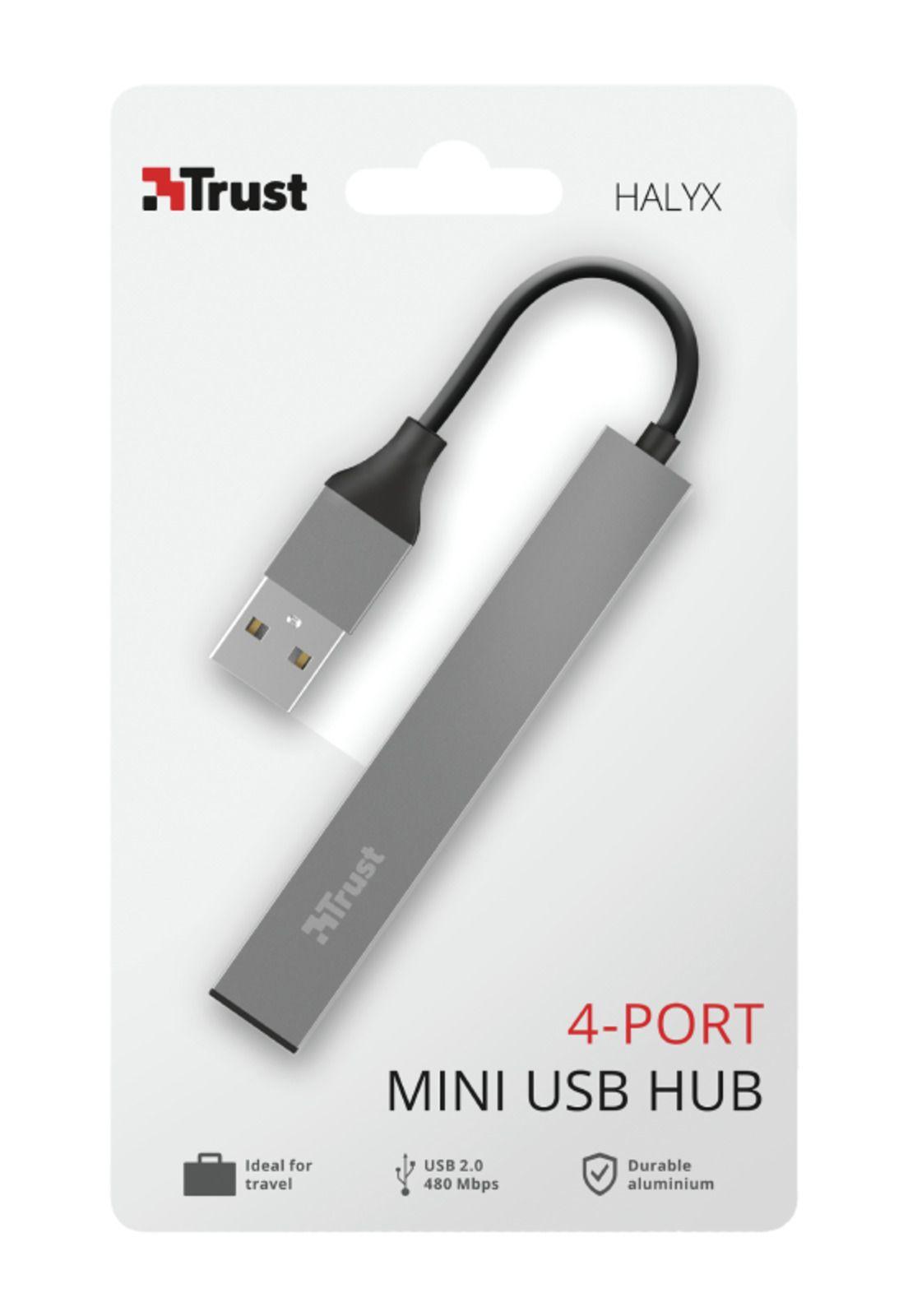 Hub Usb Trust Halyx 4 Puertos Usb 2.0 Flat Aluminium High Speed-5