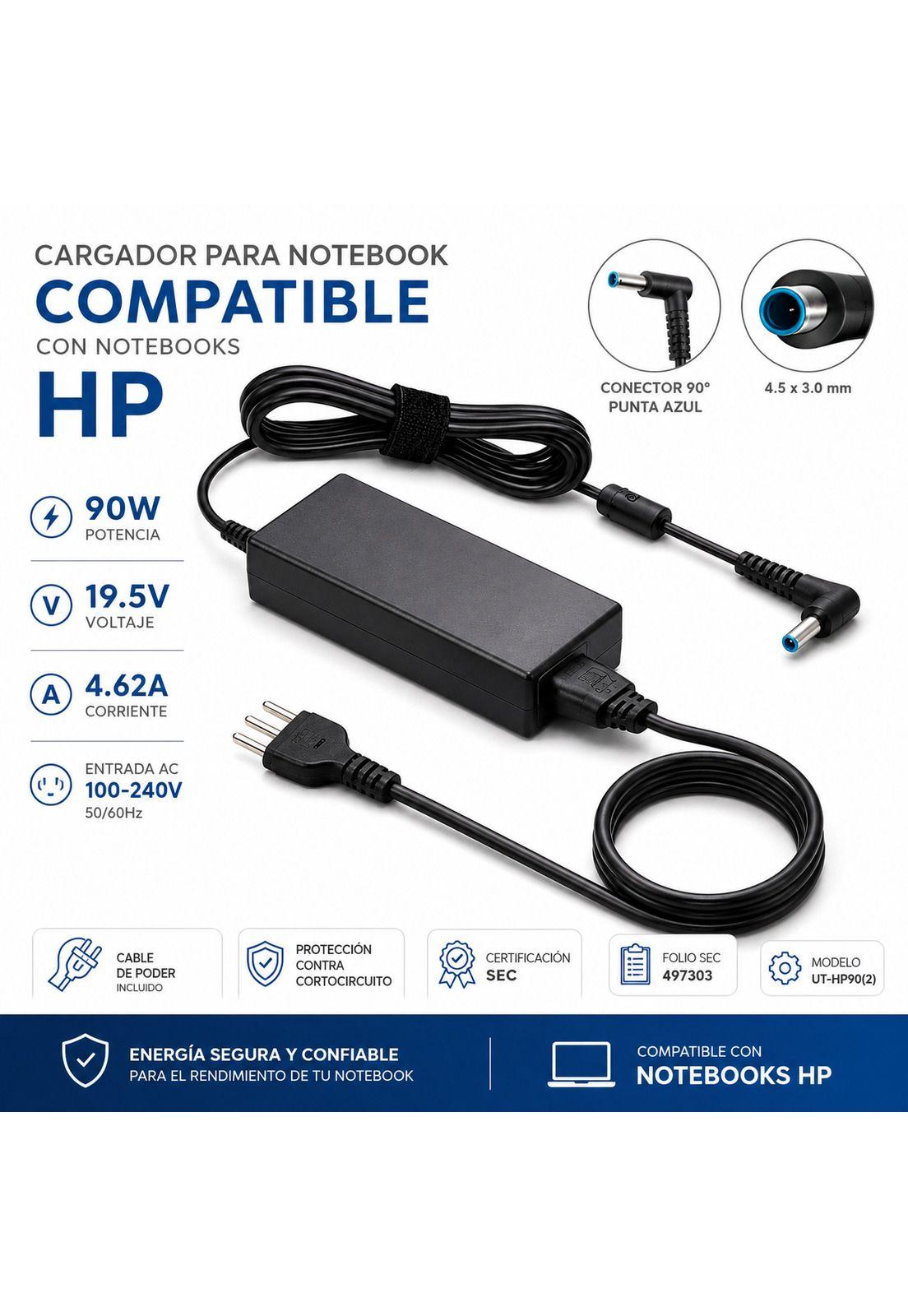 Cargador Notebook Para HP 19.5V 4.62A P.Azul 4.5*3mm 90W SEC-4