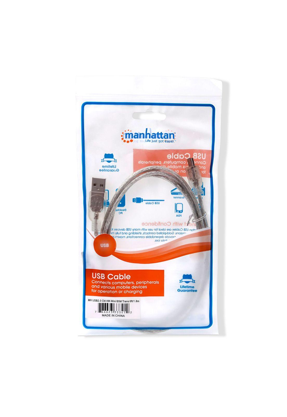 Cable De Datos Mini USB Profesional 1.8M Manhattan 5Pines V3-2
