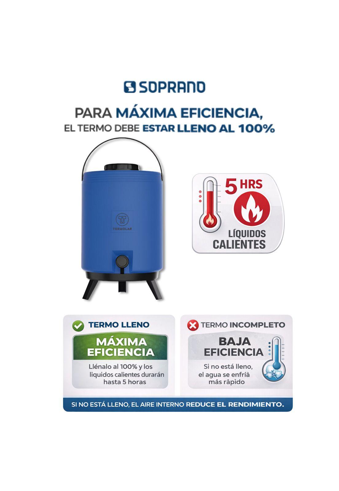 Maxi Termo 6 Litros Termolar Azul para Agua Caliente y Fria-4