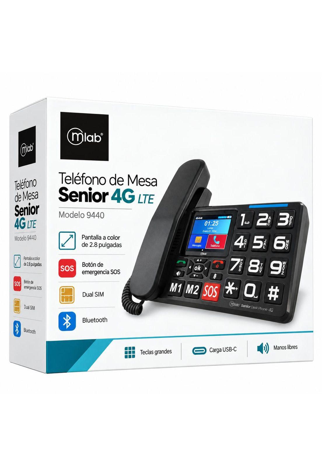 Teléfono Senior de Mesa 4G LTE con Pantalla y Botón S O S-5
